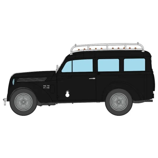 CB-202-Ree Modeles CB202 Voiture Renault Renault Juvaquatre Break vitré noir "GENDARMERIE" + galerie