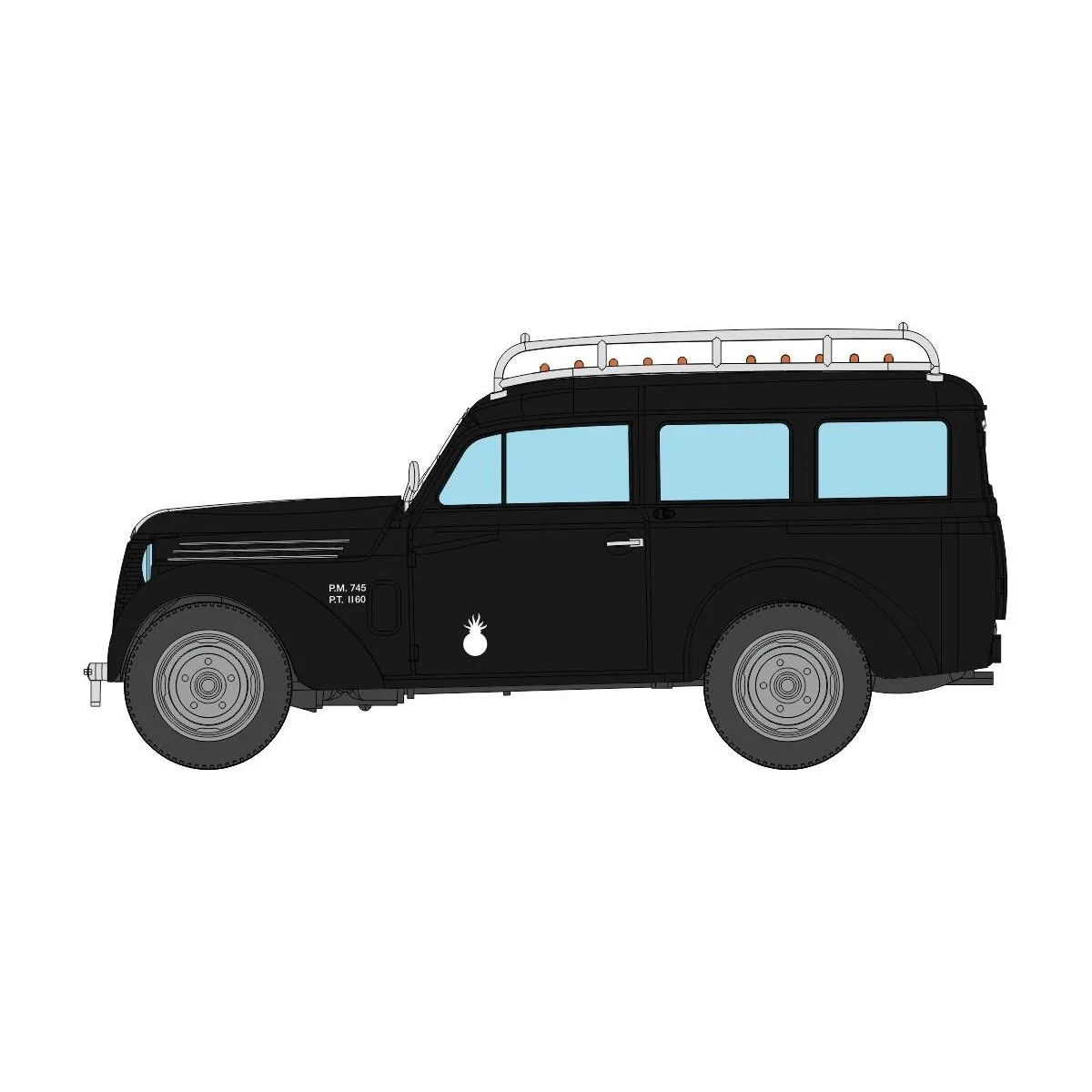 Ree Modeles CB202 Voiture Renault Renault Juvaquatre Break vitré noir "GENDARMERIE" + galerie Ree Modeles CB-202 - 2