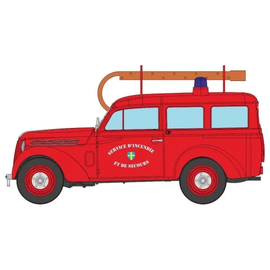 CB-204-Ree Models CB204 Renault Juvaquatre Break "FIRE DEPARTMENT" Car with Glazed Doors + Ladder