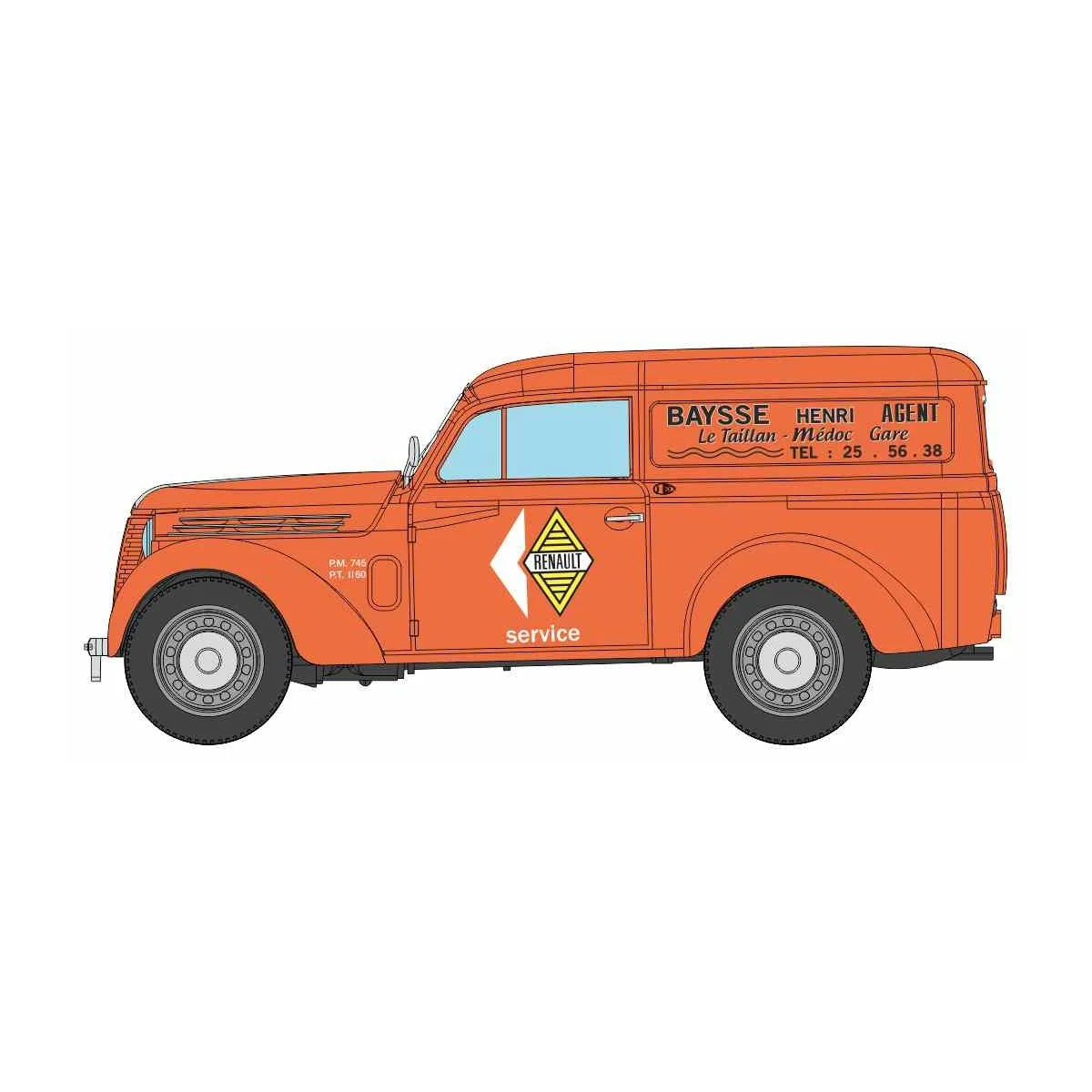 Ree Modeles CB205 Renault Juvaquatre Panel Van Orange "RENAULT" - C...