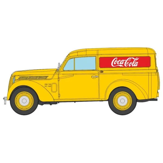 CB-206-Ree Modeles CB206 Renault Juvaquatre Panel Van Yellow "COCA-COLA"