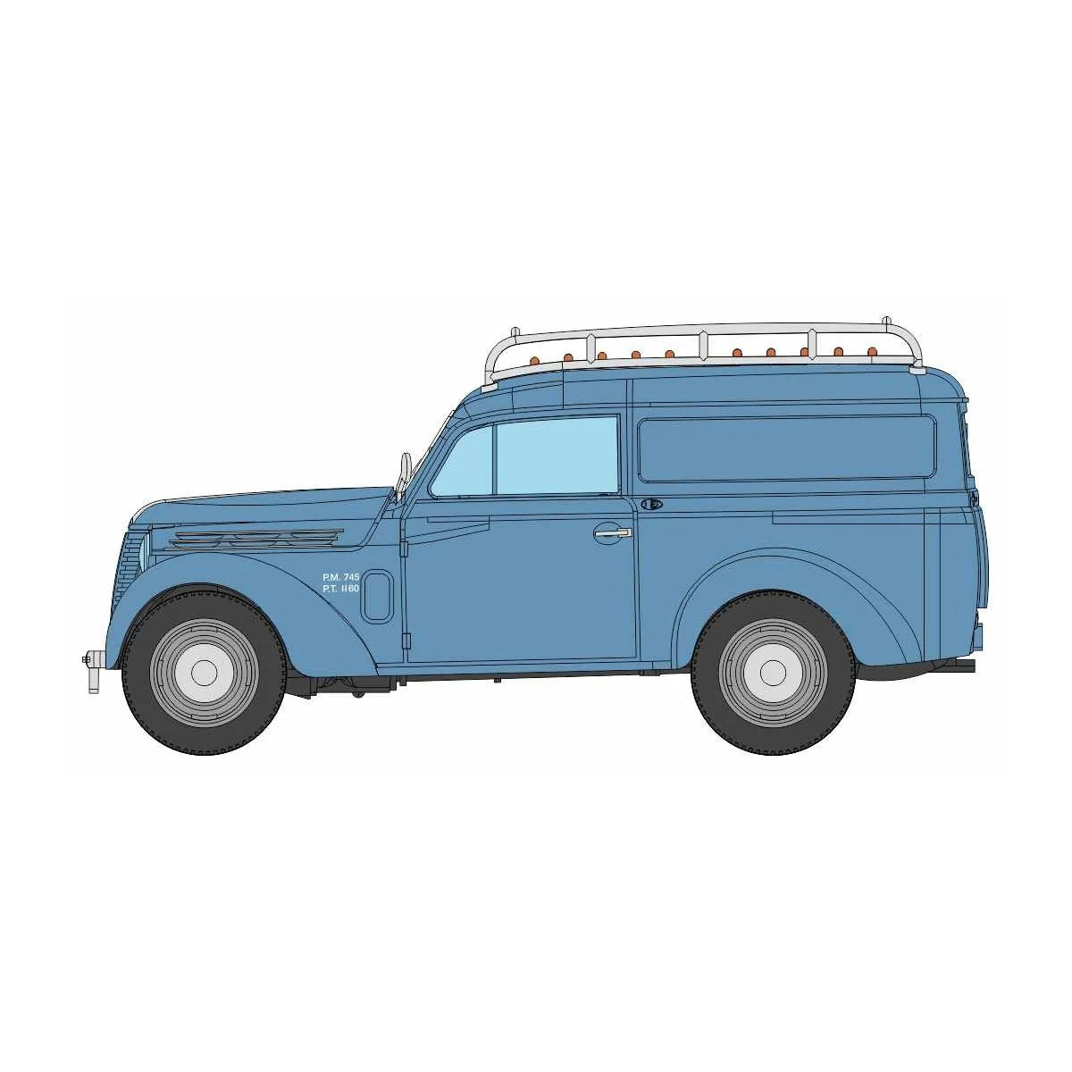 Ree Modeles CB208 Voiture Renault Renault Juvaquatre tôlé, Bleu + galerie Ree Modeles CB-208 - 2