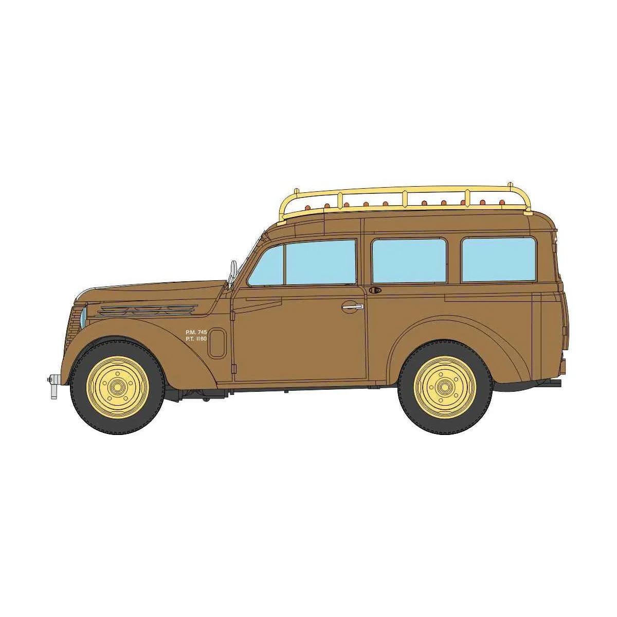 Ree Modeles CB210 Renault Juvaquatre Family Car with Windows, Brown...