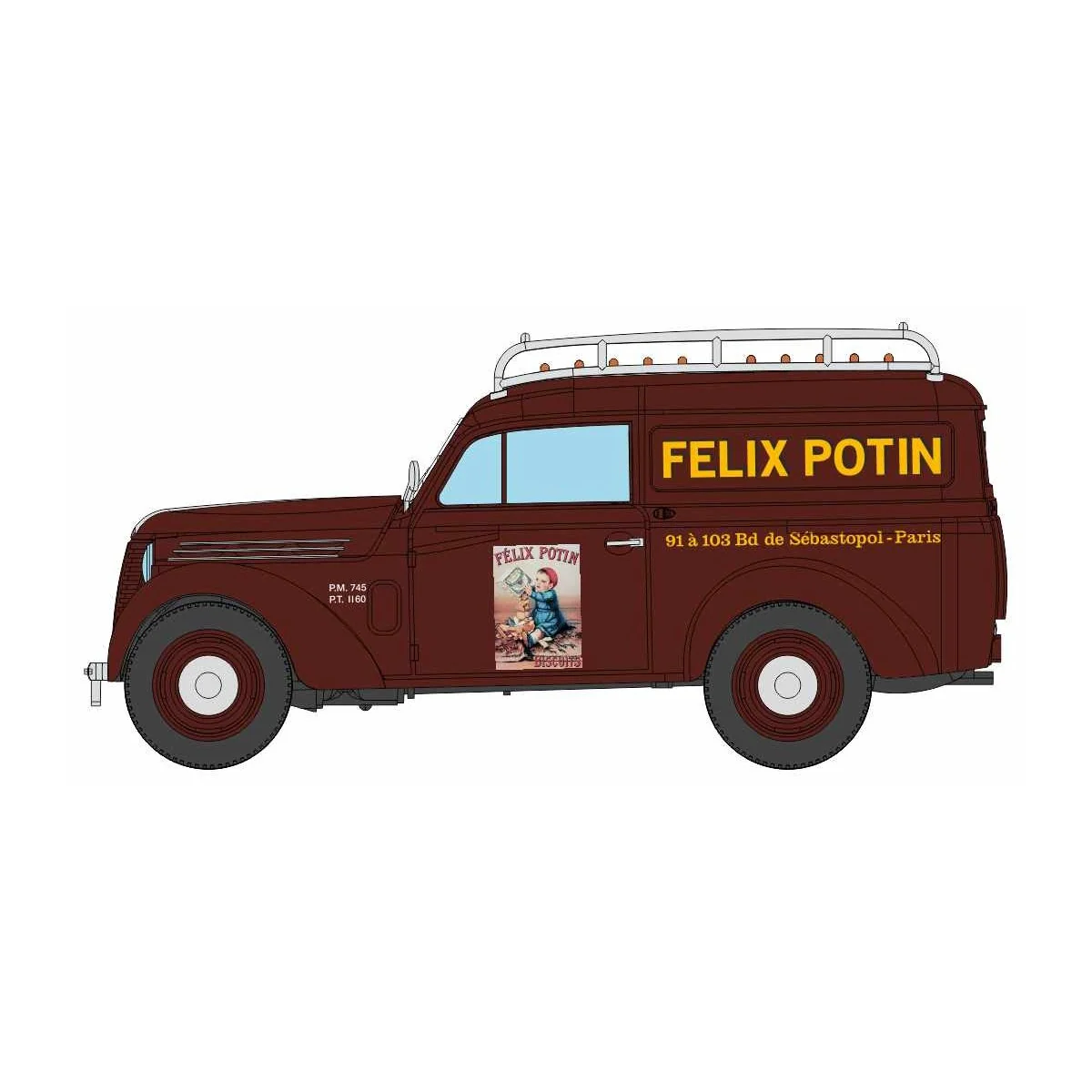 Ree Modeles CB212 Renault Juvaquatre panel van "FELIX POTIN" + gall...