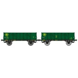 Ree Modeles WB921 Set of 2 metal-bodied tipper wagons, green, SNCB,...