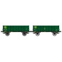 WB-921-Ree Modeles WB921 Set de 2 wagons Tombereau caisse métallique, vert, SNCB, ep.III