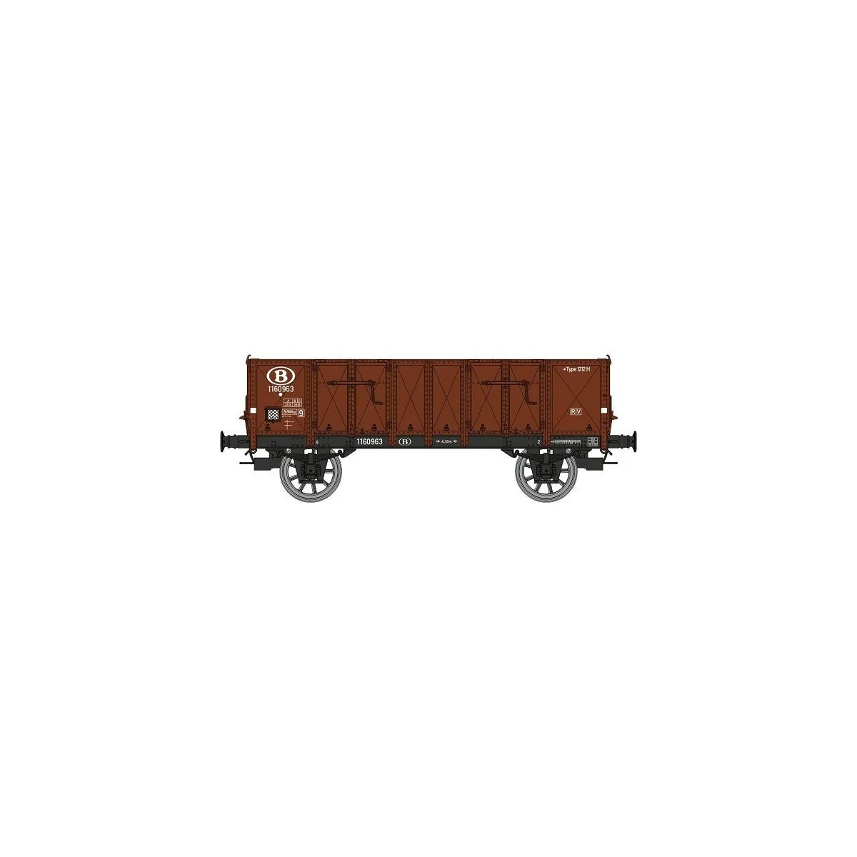 Ree Modeles WB924 Tipper Wagon with metal body, brown, SNCB, ep.III...
