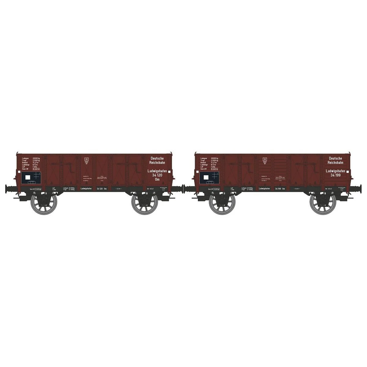 Ree Modeles WB928 Set of 2 Dump Wagons with Metal and Wooden Body, ...