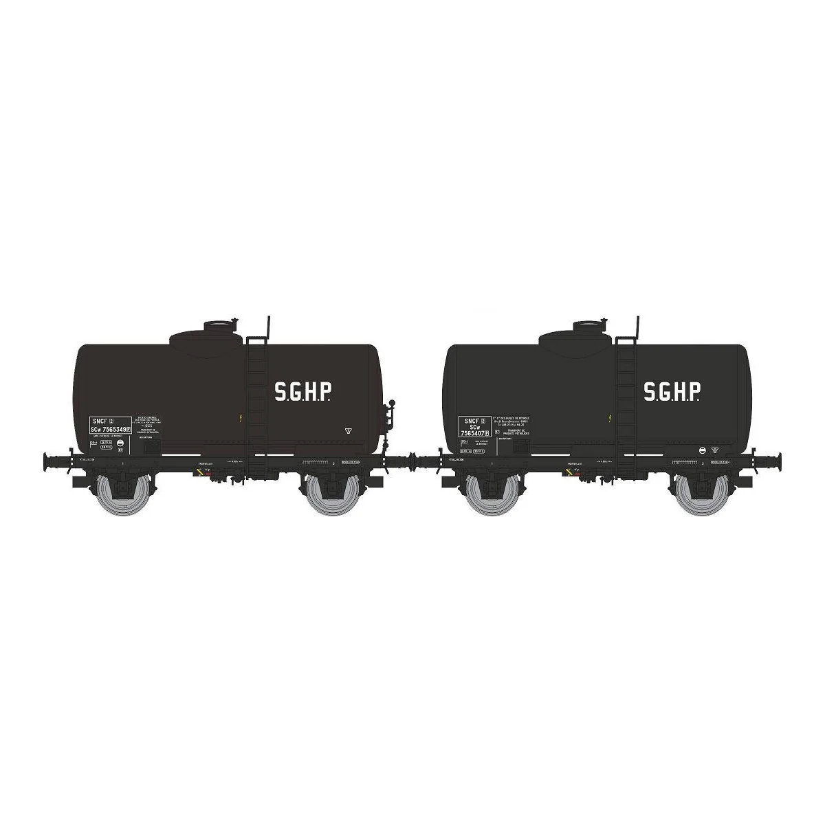Ree models WB868 Set of 2 Petrol, SNCF, SGHP tank wagons - WB-868