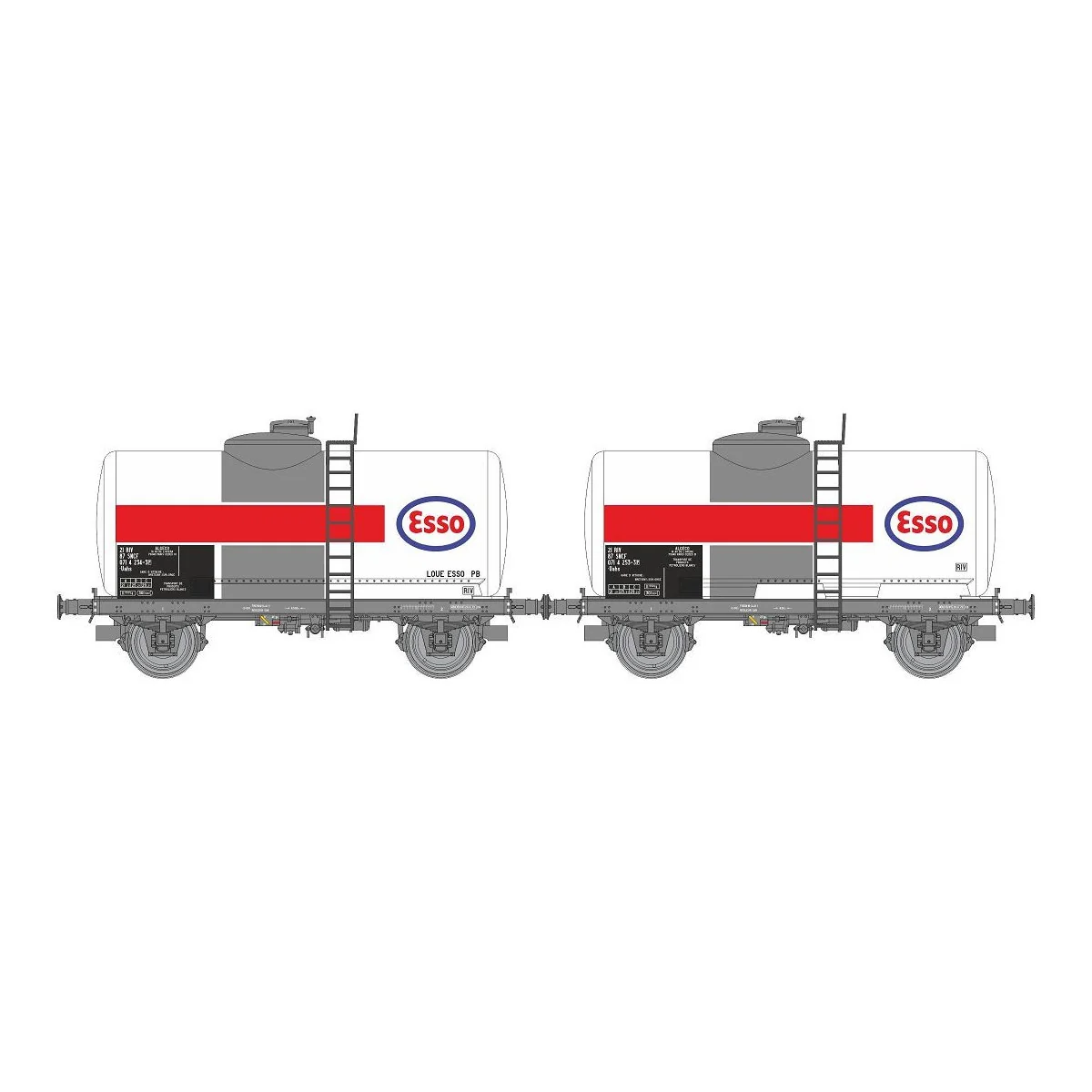 Ree modeles WB878 Set de 2 wagons citerne Pétrol, SNCF, ESSO, blanc Ree Modeles WB-878 - 1