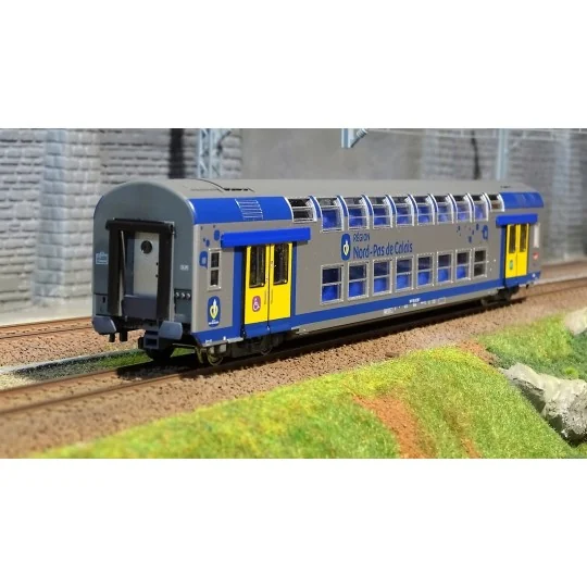 ViTrains_3167L-ViTrains 3167L Voiture voyageurs VO2N SNCF, livré Nord Pas de Calais, 2ème classe, Logo carmillon, avec éclairage