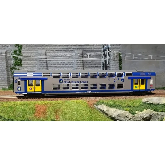 ViTrains_3167L-ViTrains 3167L Voiture voyageurs VO2N SNCF, livré Nord Pas de Calais, 2ème classe, Logo carmillon, avec éclairage