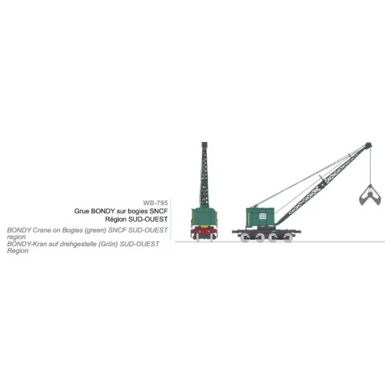WB-795-Ree Modeles WB795 Grue BONDY sur bogie, SNCF, Région SUD-OUEST