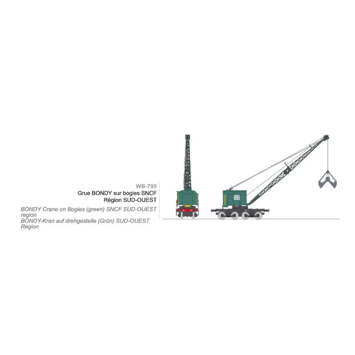Ree Modeles WB795 BONDY Crane on bogie, SNCF, South-West Region - W...