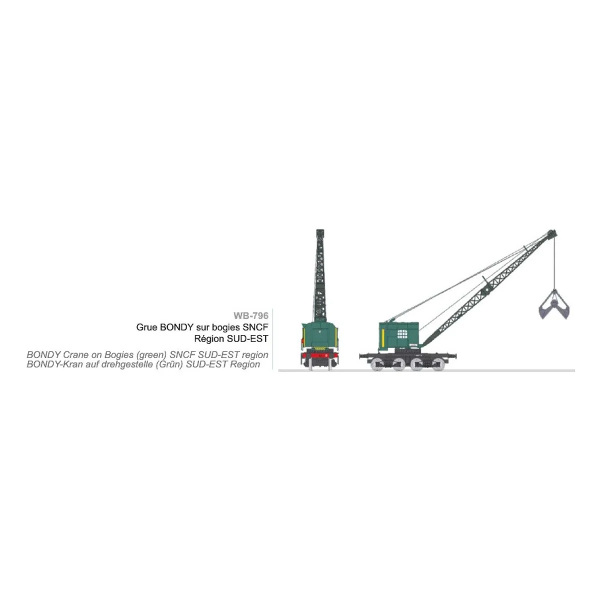 Ree Modeles WB796 BONDY Crane on bogie, SNCF, South-East Region - W...