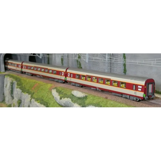 Lsm_40081DC-LS Models 40081DC Set of 3 Grand Confort Aquitaine coaches A8tu + A8u + Vru, original livery, Southwest, illuminated