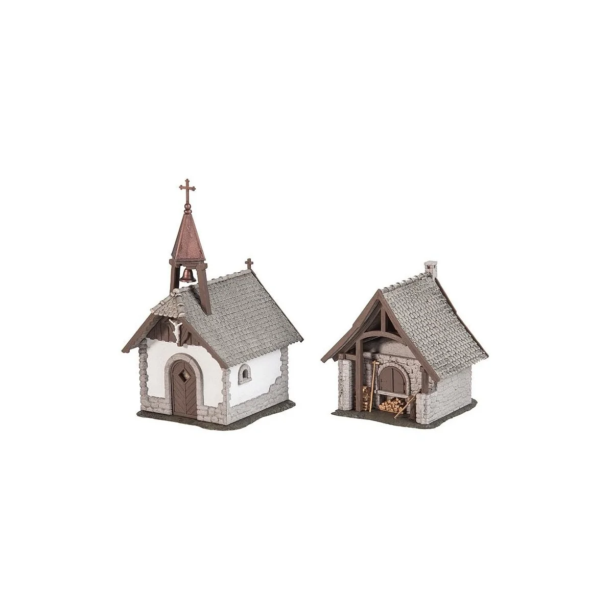 Faller 130571 Model Kit, Farm Chapel and Bakery