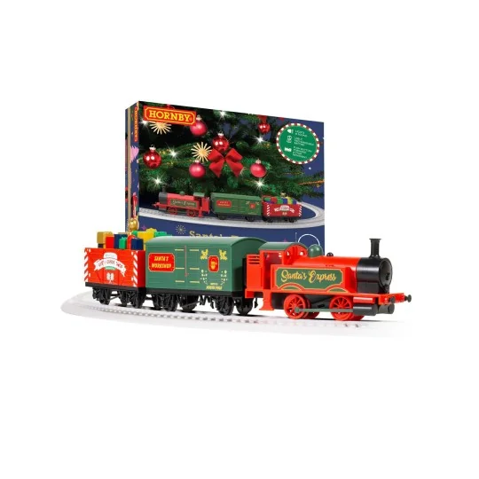 R9363M-Hornby R9363M Christmas Santa's Express Starter Set, Steam Locomotive + Battery-Powered Wagons