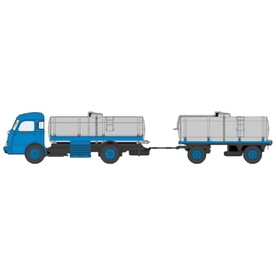 CB-100-Ree Modeles CB 100 Camion Panhard Movic, Citerne à Vin + Remorque (Bleu et Gris)