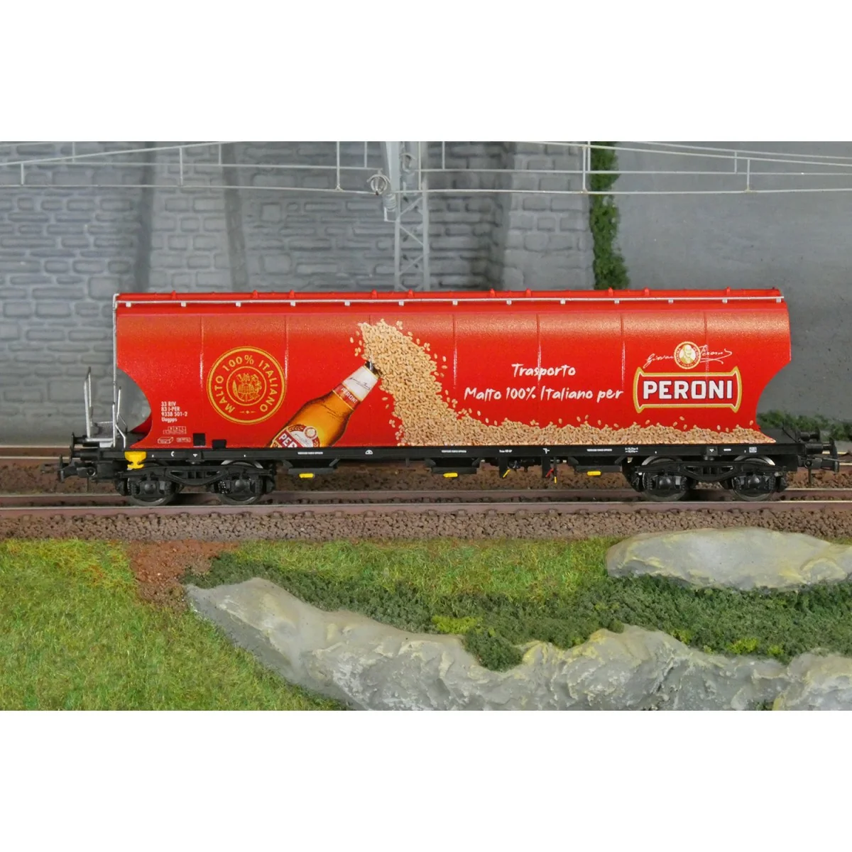 Rivarossi HR6679 Wagon trémie à bogies, rouge, Trasporto Malto 100% Italiano per PERONI Rivarossi HR6679 - 2