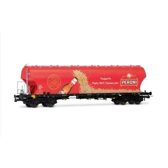HR6679-Rivarossi HR6679 Hopper wagon with bogies, red, Trasporto Malto 100% Italiano per PERONI
