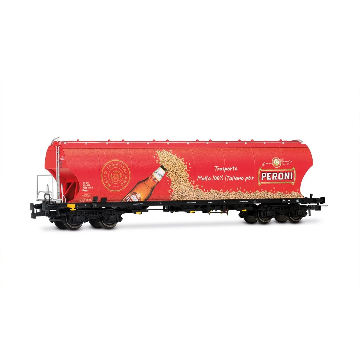 Rivarossi HR6679 Wagon trémie à bogies, rouge, Trasporto Malto 100% Italiano per PERONI Rivarossi HR6679 - 3
