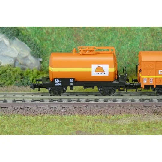 HN6679-Arnold HN6679 Set de 2 wagon citerne et couvert à essieux, Type G4, COLAS Rail, N - 1/160