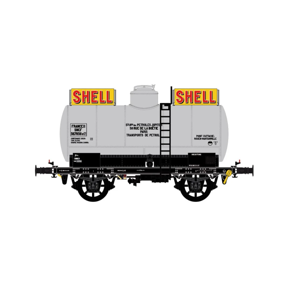LS Models 30457 OCEM tank wagon, without walkway, grey, SHELL, SNCF...