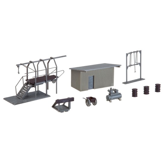Faller_120139-Faller 120139 Model Kit, Compressor House, Pipes, Poker Holder