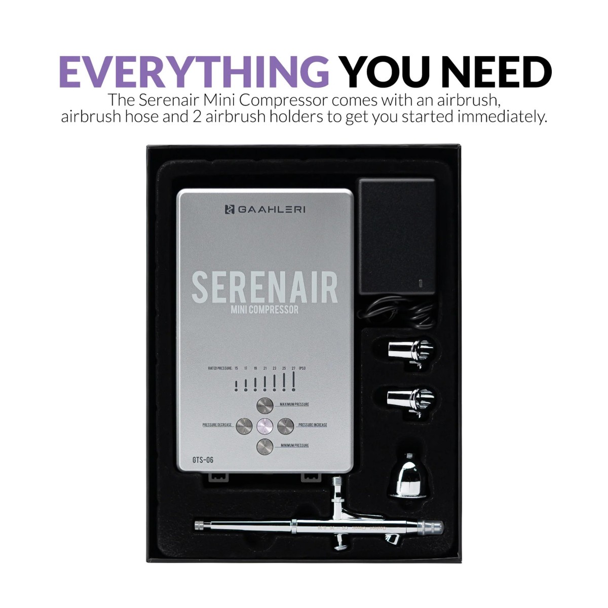 Airbrush Kit with Serenair Ambition Series GTS-06 Gaahleri Mini Air...