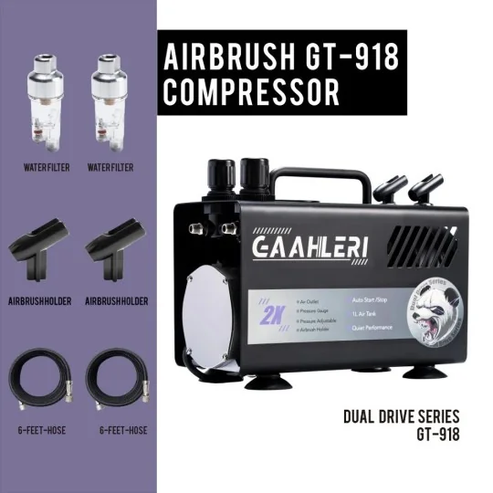 42878-Compresseur d'air pour aérographe série Dual Drive GT-918 Gaahleri
