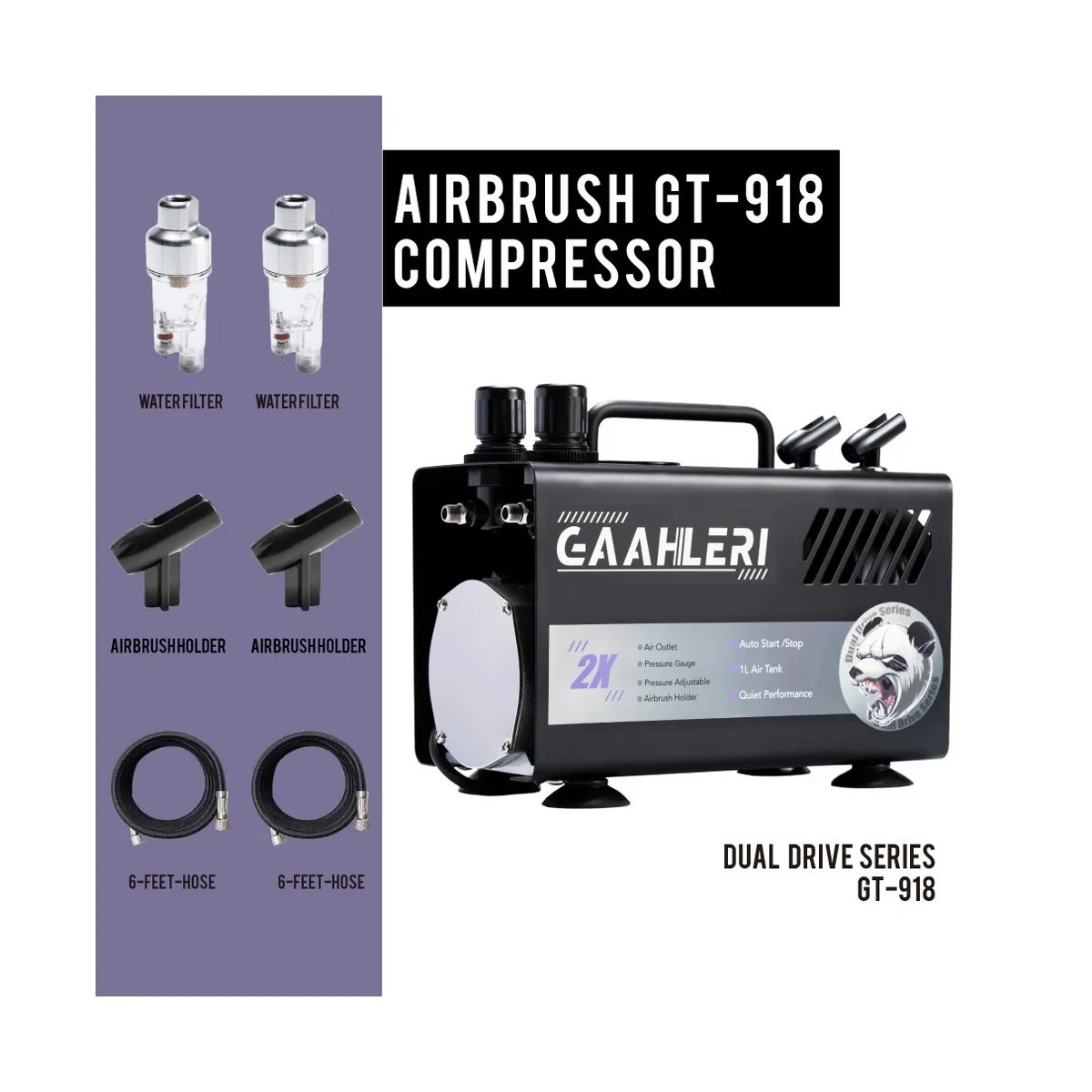 Compresseur d'air pour aérographe série Dual Drive GT-918 Gaahleri Gaahleri 42878 - 5