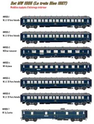 Models Word 1005 Set of 7 Le Train Bleu 1957 carriages, CIWL, illum...