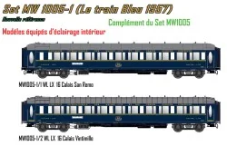 Models Word 1005-1 Set of 2 Le Train Bleu 1957 carriages, CIWL, ill...