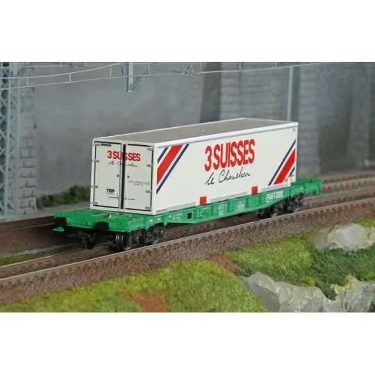 HJ6277-Jouef HJ6277 S70 bogie container wagon, SNCF, loaded with swap body "3 SUISSES"