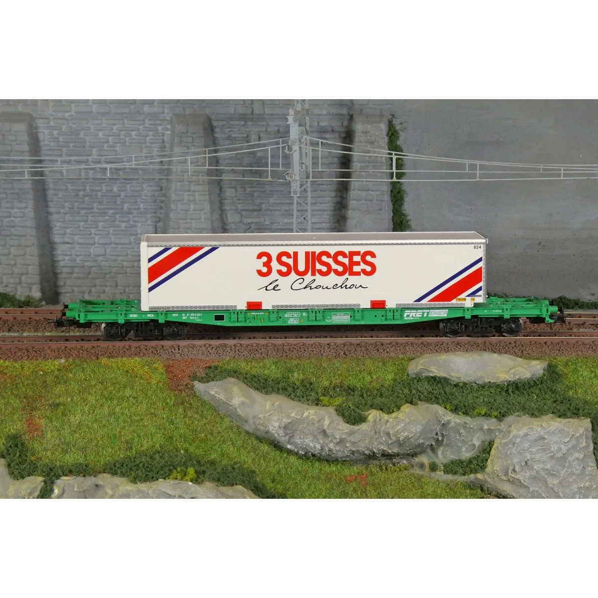 Jouef HJ6277 Wagon porte-conteneurs à bogies S70, SNCF, chargé caisse mobile "3 SUISSES" Jouef HJ6277 - 2