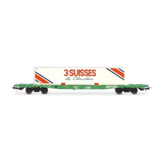 HJ6277-Jouef HJ6277 S70 bogie container wagon, SNCF, loaded with swap body "3 SUISSES"