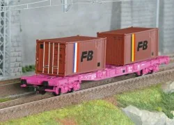 Jouef HJ6278 S70 bogie container wagon, SNCF, loaded with 2 x 20' "...