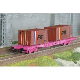 Jouef HJ6278 S70 bogie container wagon, SNCF, loaded with 2 x 20' "...