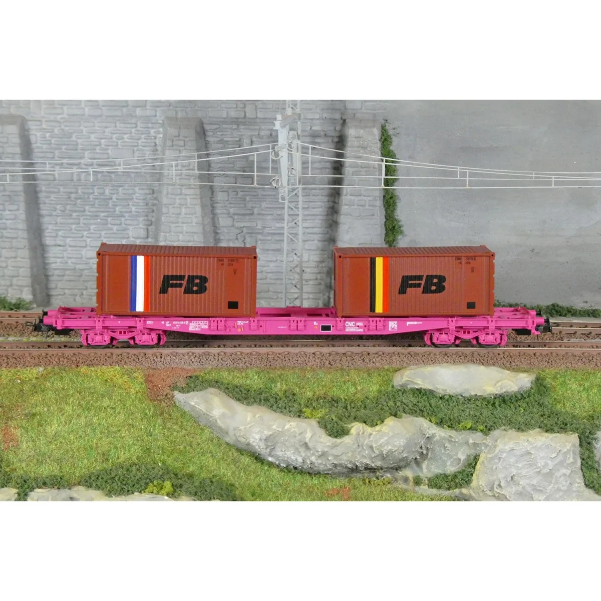 Jouef HJ6278 S70 bogie container wagon, SNCF, loaded with 2 x 20' "...