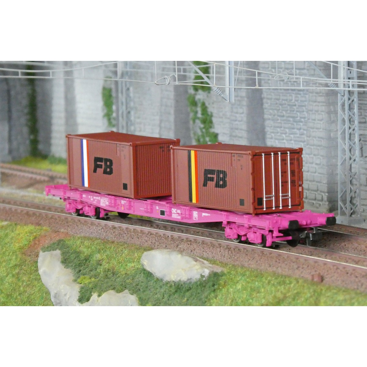 Jouef HJ6278 S70 bogie container wagon, SNCF, loaded with 2 x 20' "...