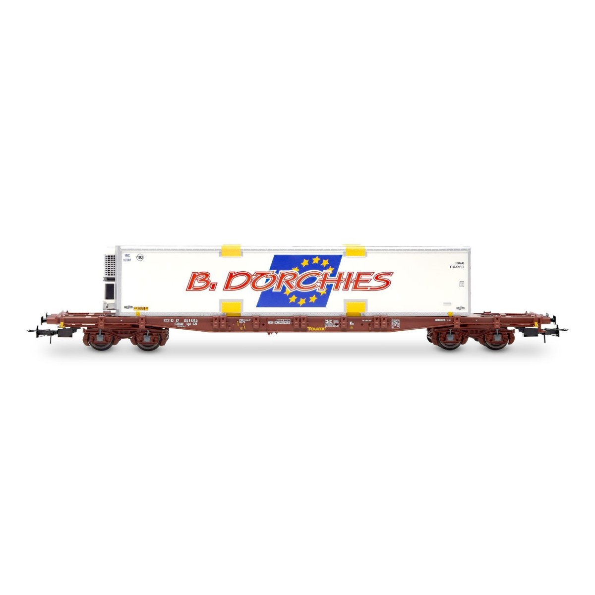 Jouef HJ6279 Container wagon with bogies S70, TOUAX, loaded with sw...