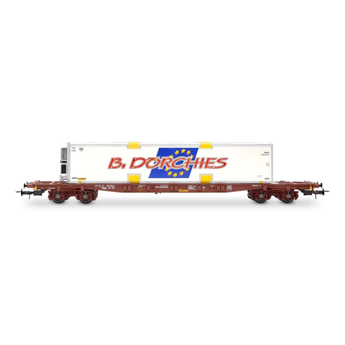 Jouef HJ6279 S70 bogie container wagon, TOUAX, loaded with swap bod... Jouef HJ6279 S70 bogie container wagon, TOUAX, loaded with swap bod...
