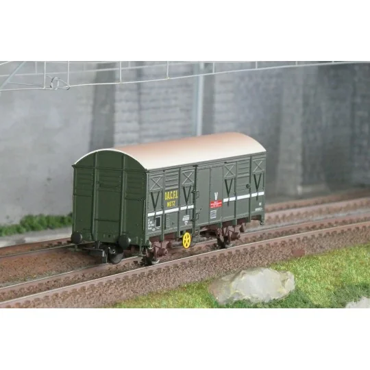 Jouef HJ6290 Covered wagon with G4 axles, SNCF, " DACFI " Metz, gre... HJ6290-Jouef HJ6290 Covered wagon with G4 axles, SNCF, " DACFI " Metz, green livery
