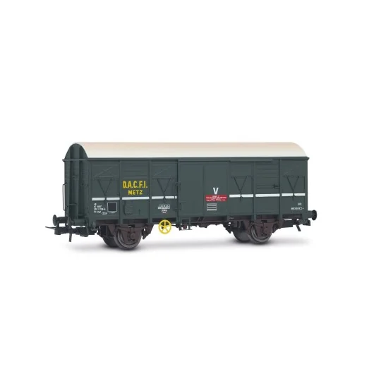 Jouef HJ6290 Covered wagon with G4 axles, SNCF, " DACFI " Metz, gre... HJ6290-Jouef HJ6290 Covered wagon with G4 axles, SNCF, " DACFI " Metz, green livery
