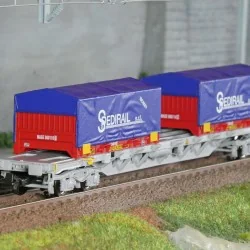 Jouef HJ6303 Wagon porte-conteneurs à bogies Sgss de 60' Novatrans, SNCF, chargé 2 conteneurs 20' "Spedirail" Jouef HJ6303 - 1