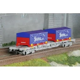 Jouef HJ6303 60' Sgss bogie container wagon, Novatrans, SNCF, loade...