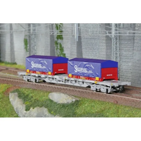 HJ6303-Jouef HJ6303 60' Sgss bogie container wagon, Novatrans, SNCF, loaded with 2 x 20' "Spedirail" containers