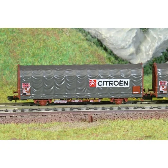 HN6712-Arnold HN6712 Set of 2 covered wagons with axles, type Kijls K70, SNCF, Citroën, N - 1/160