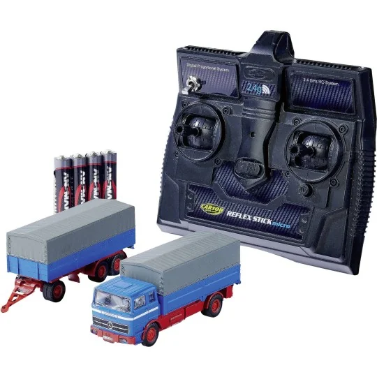 500504157-MB 1620 covered truck with trailer, 2.4GHz, RTR, 1/87 scale Carson